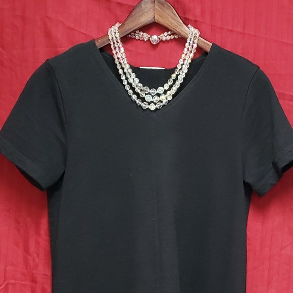 Cotton Studio Black V- Neck, Relax Fit Dress with pockets. - Picture 5 of 8